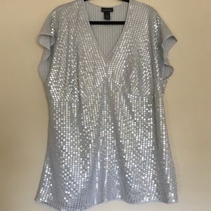 Lane Bryant Silver Sequined Top